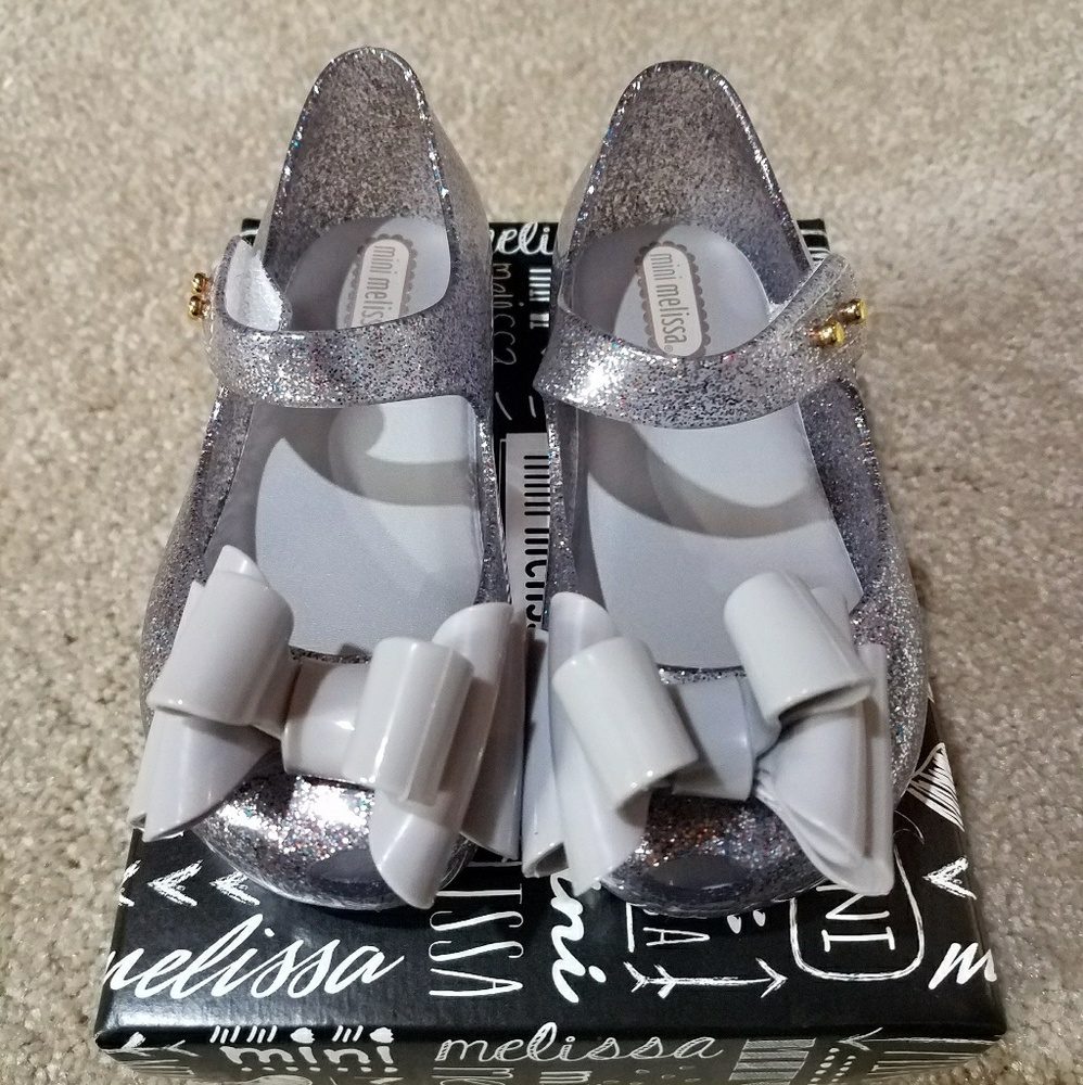 🆕 mini Melissa ultra girl bow glitter silver - Picture 3 of 3